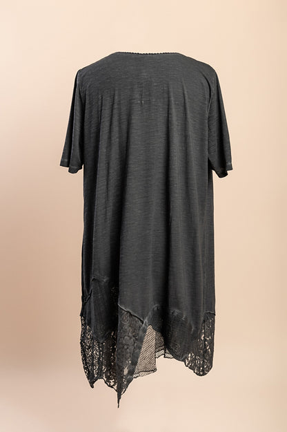 Abito taglie forti con pizzo, grigio