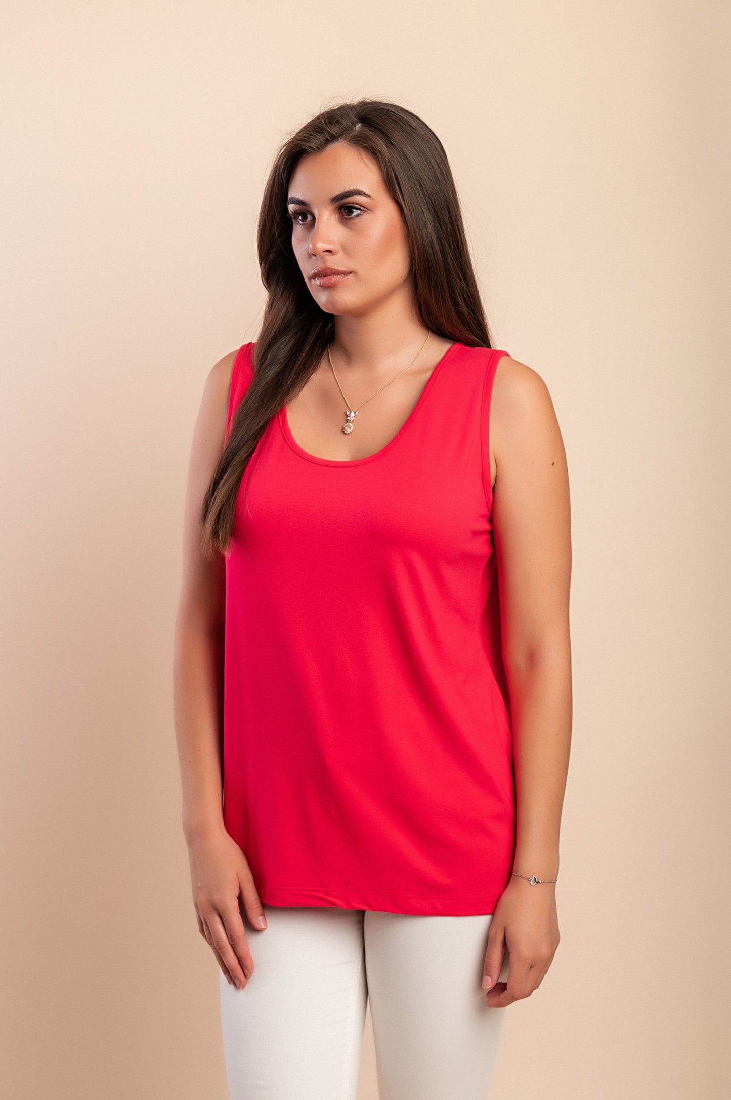 Top senza maniche in cotone, rosa