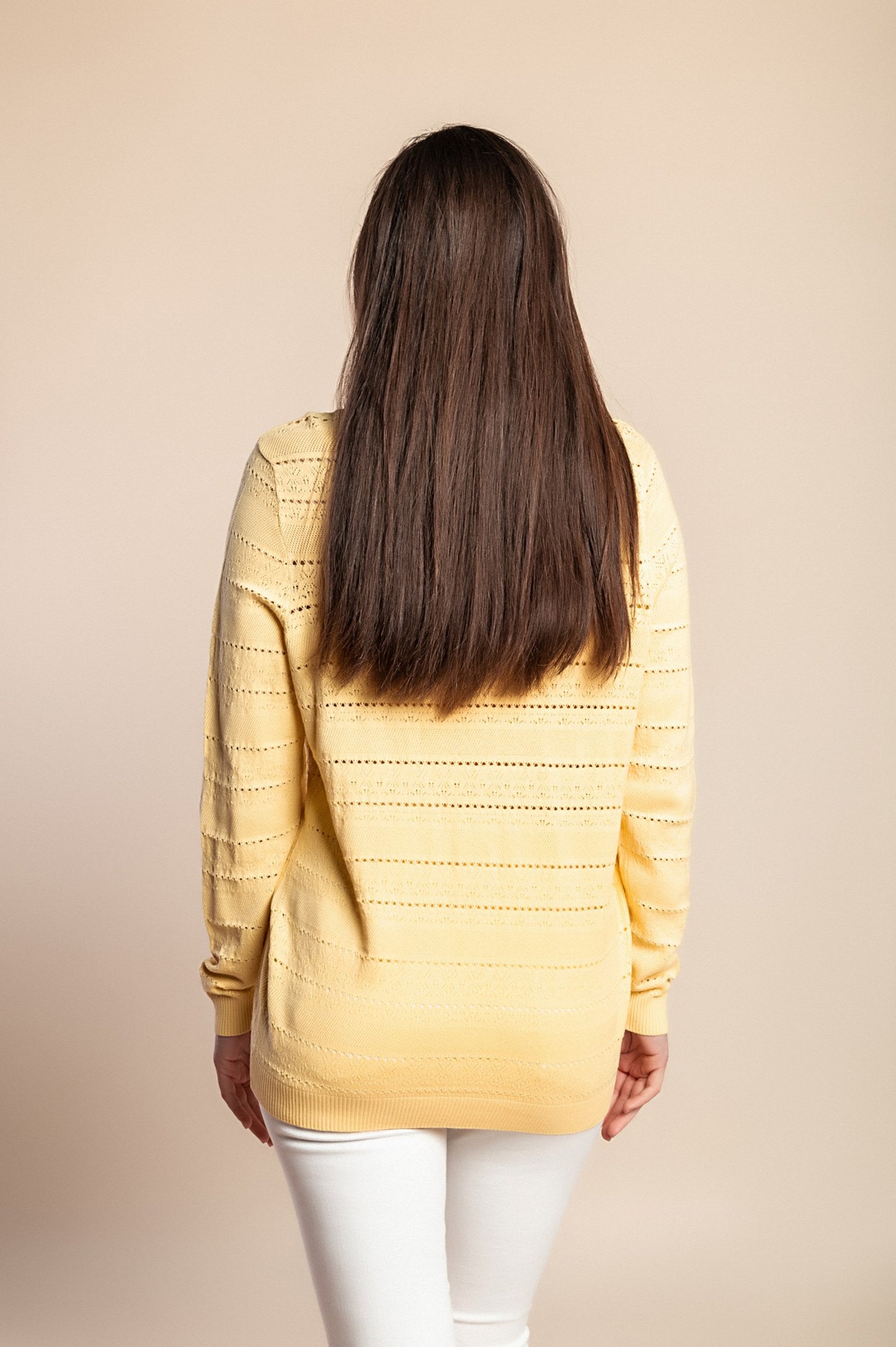 Maglia a maniche lunghe in maglia, gialla