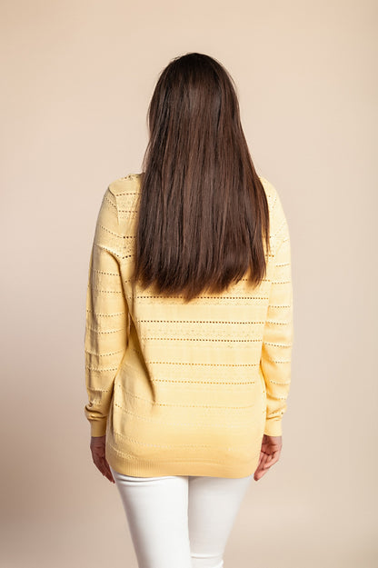 Maglia a maniche lunghe in maglia, gialla