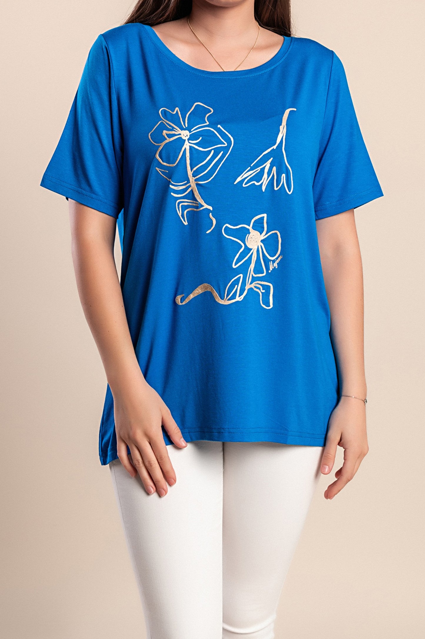T-shirt stampata, blu