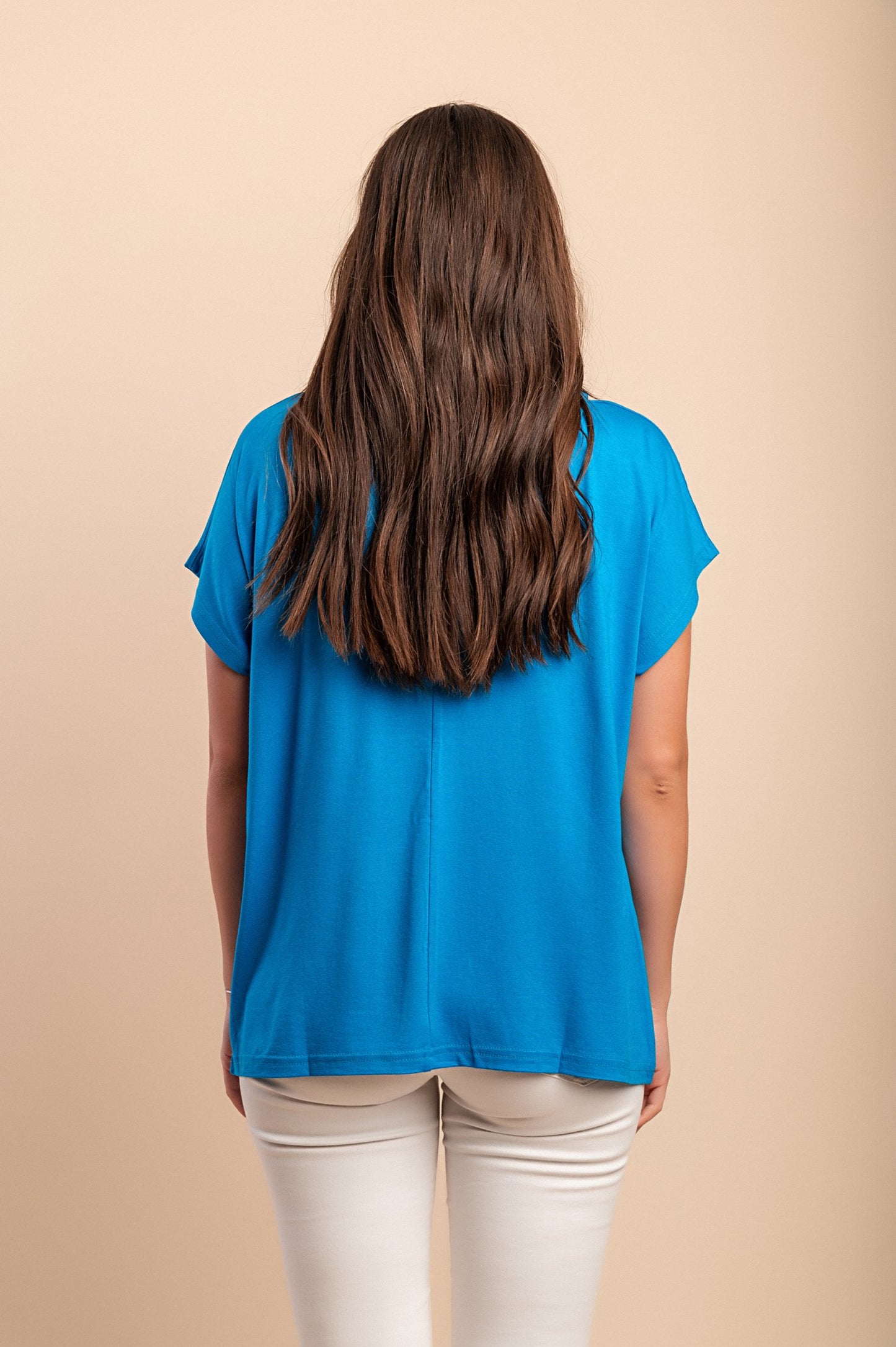 T-shirt girocollo, blu reale