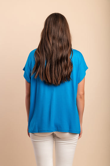 T-shirt girocollo, blu reale