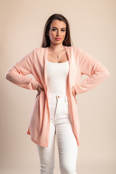 Cardigan taglie forti, rosa chiaro