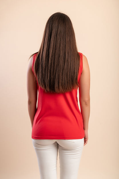 T-shirt in cotone con stampa, rossa