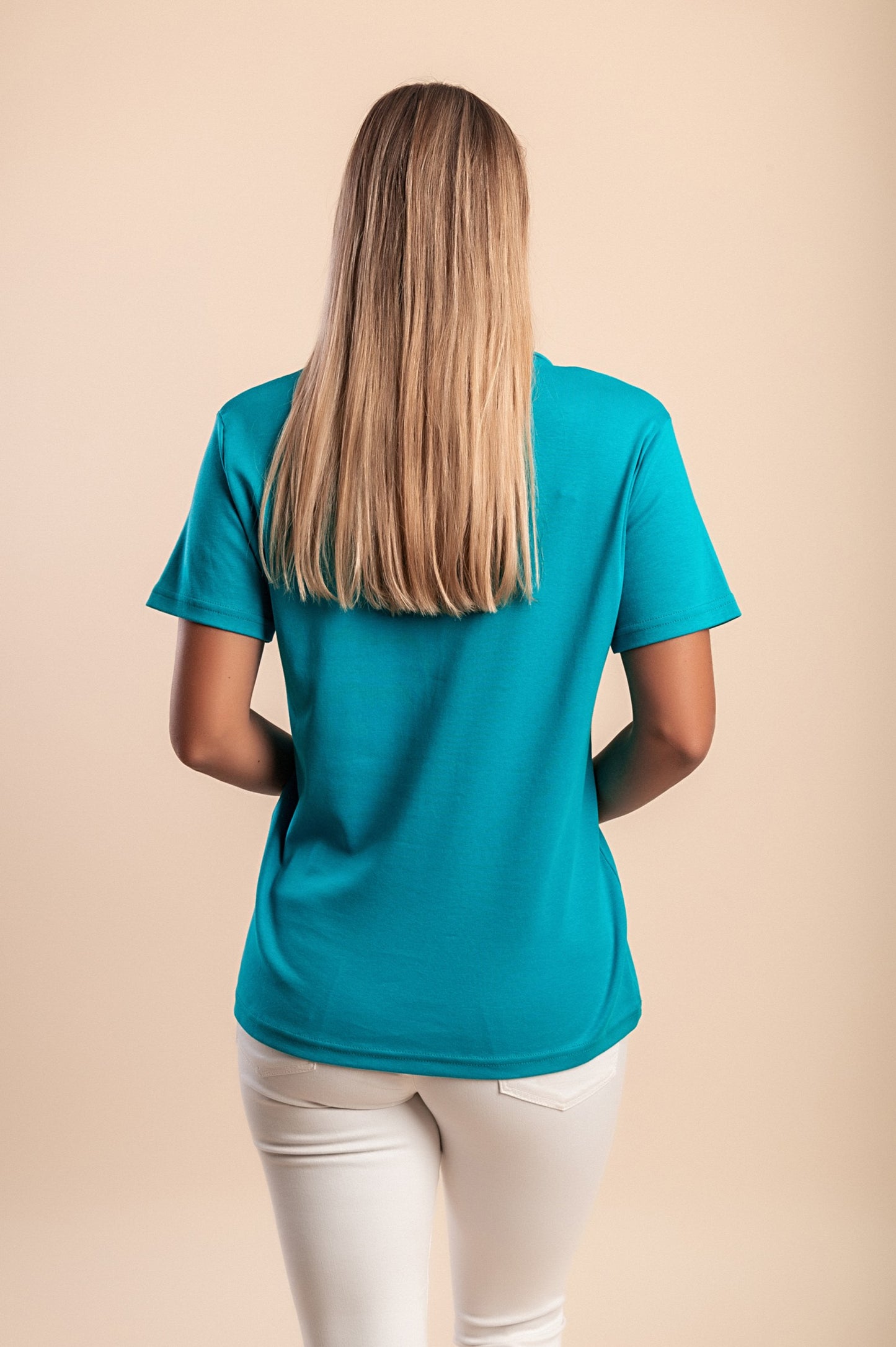 T-shirt in cotone con colletto, bianca