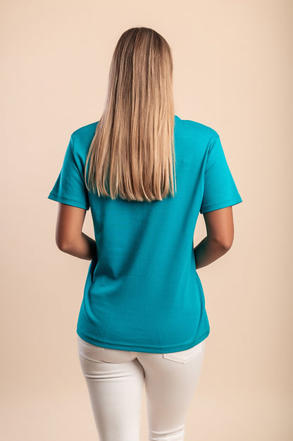 T-shirt in cotone con colletto, bianca