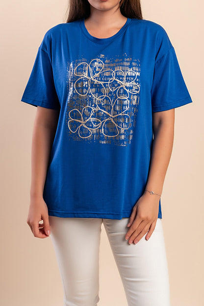 Maglietta con stampa, blu