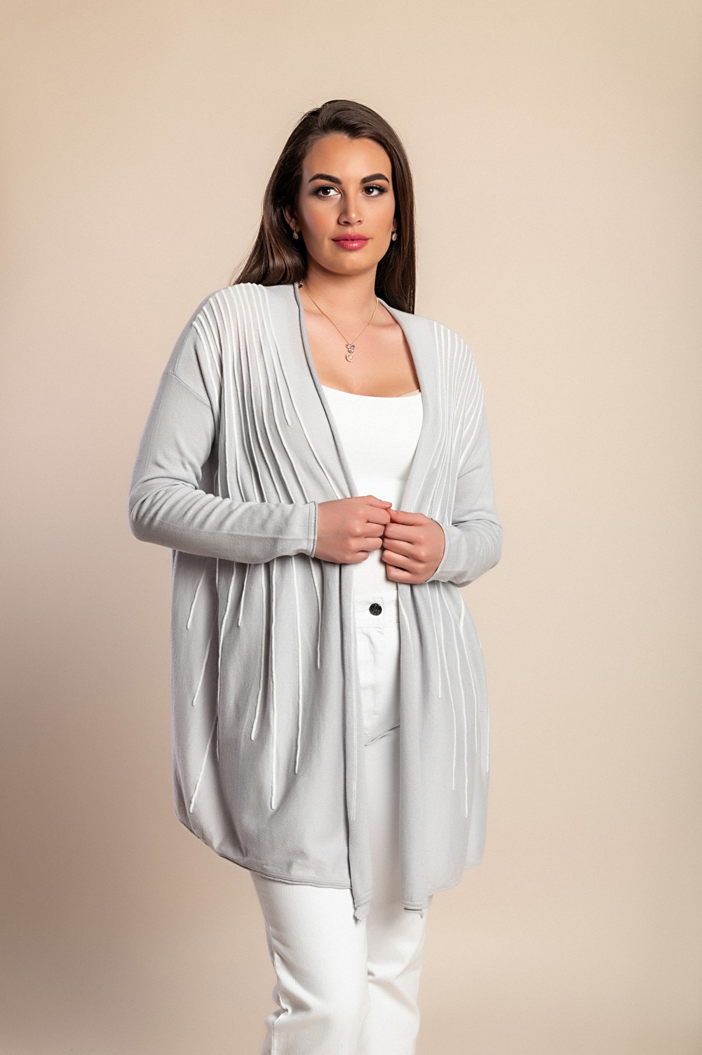 Cardigan a maniche lunghe, grigio
