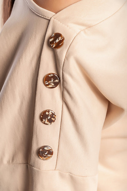 Completo due pezzi in cotone, beige