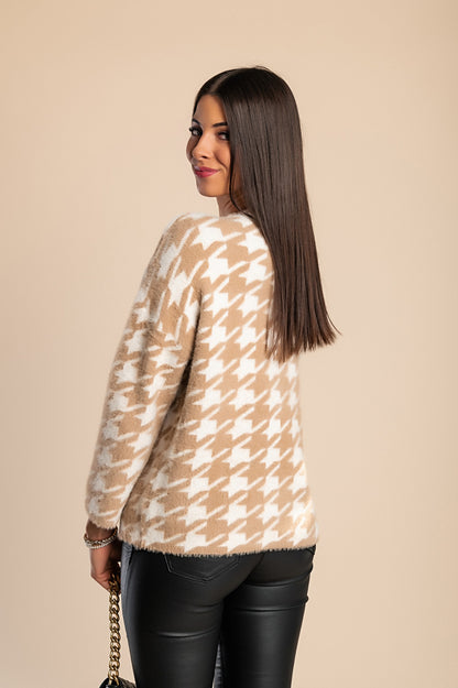 Maglia morbida con stampa pepita, verde