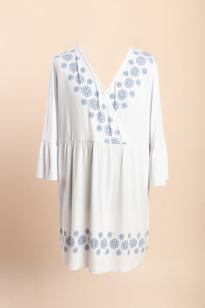 Abito taglie forti con stampa floreale, bianco