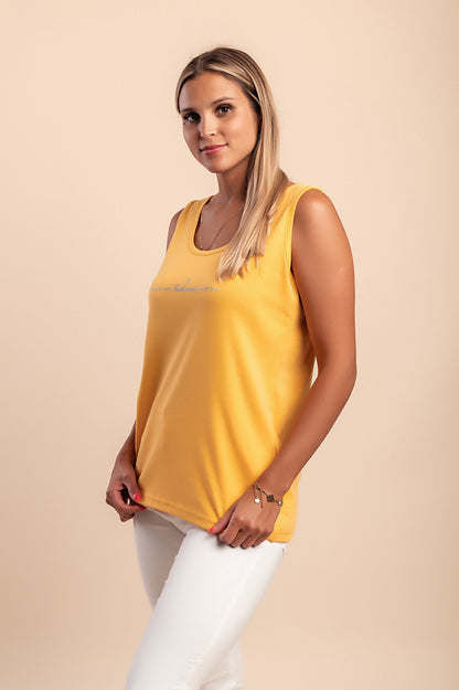Top senza maniche in cotone, arancione