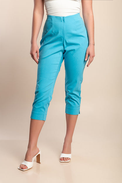 Pantaloni capri taglie forti, turchese