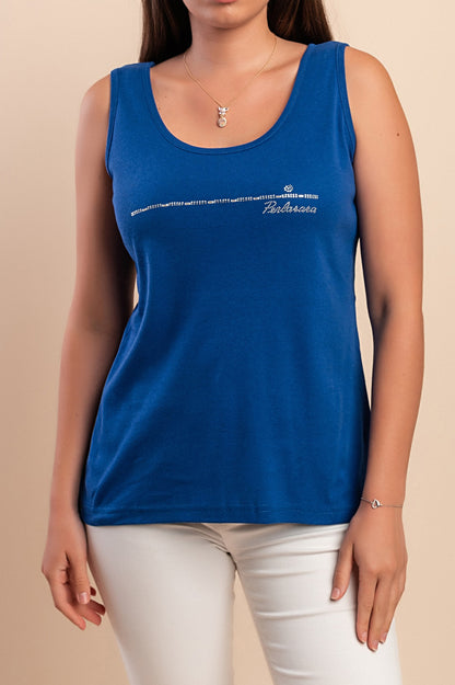 Top senza maniche in cotone, blu