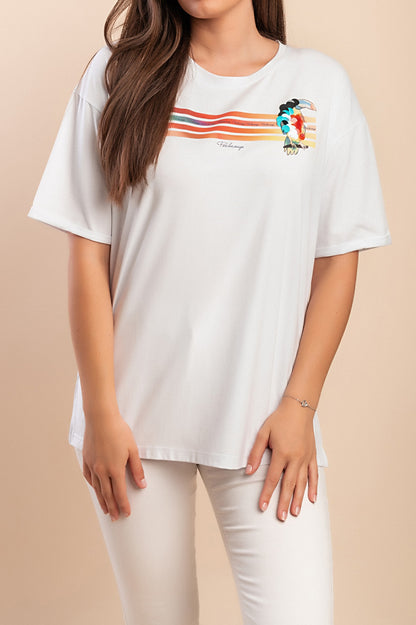 T-shirt in cotone con stampa, bianca