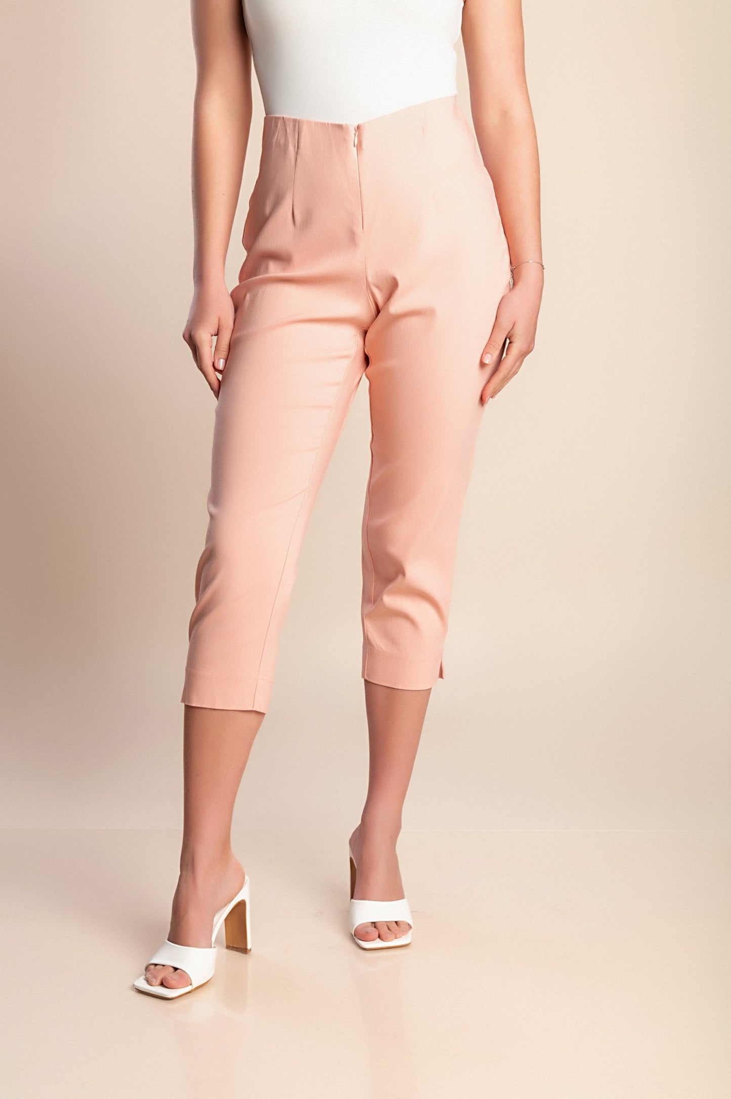 Pantaloni capri taglie forti, rosa