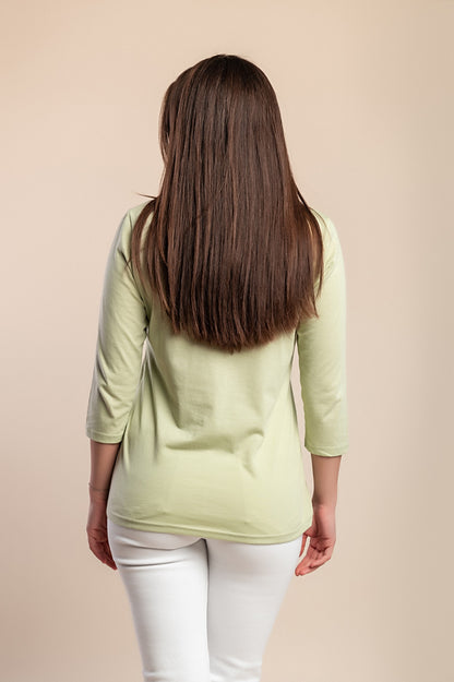 Top con maniche a 3/4, verde chiaro