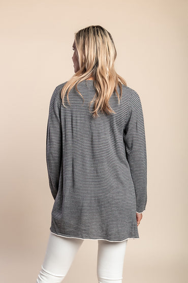 Cardigan a righe, grigio