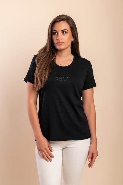 Maglietta in cotone, nera