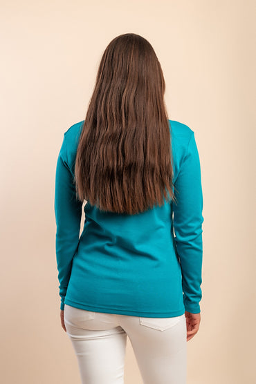 Top a maniche lunghe in cotone, menta
