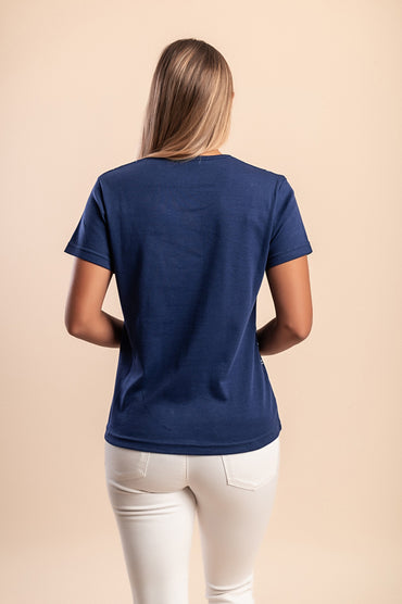 T-shirt in cotone con stampa, blu scuro