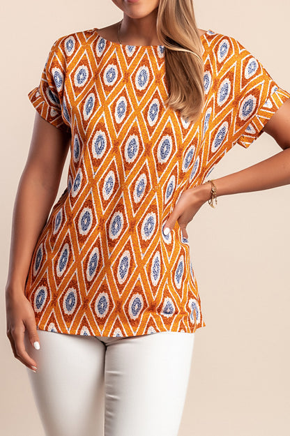 T-shirt con stampa taglie forti, arancione