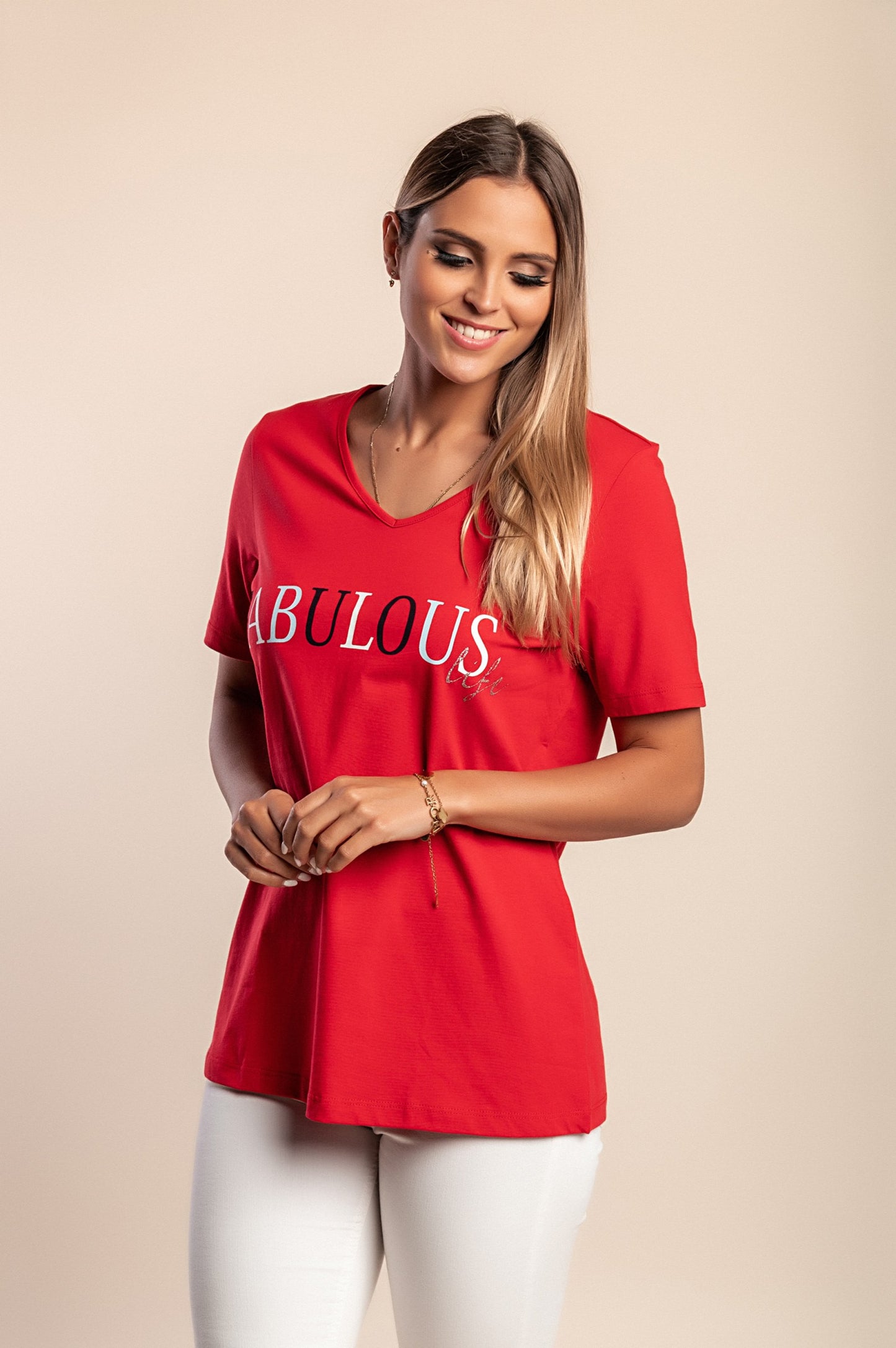 Maglietta con stampa, rossa