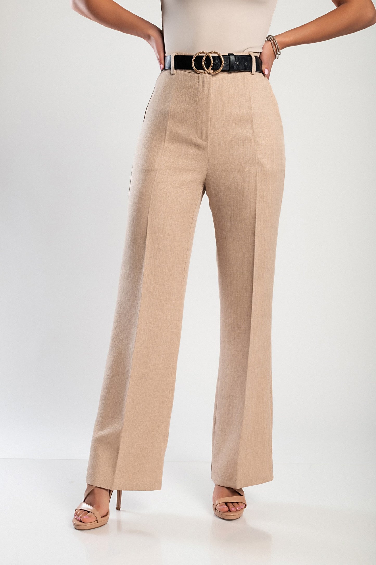 Completo elegante blazer e pantaloni, beige