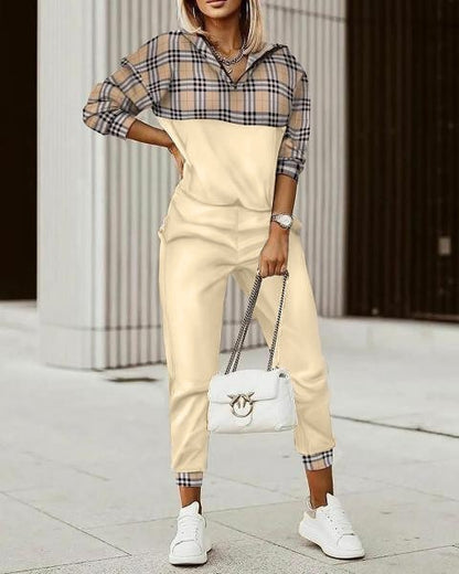 Completo tuta in cotone con stampa Ferisa, beige