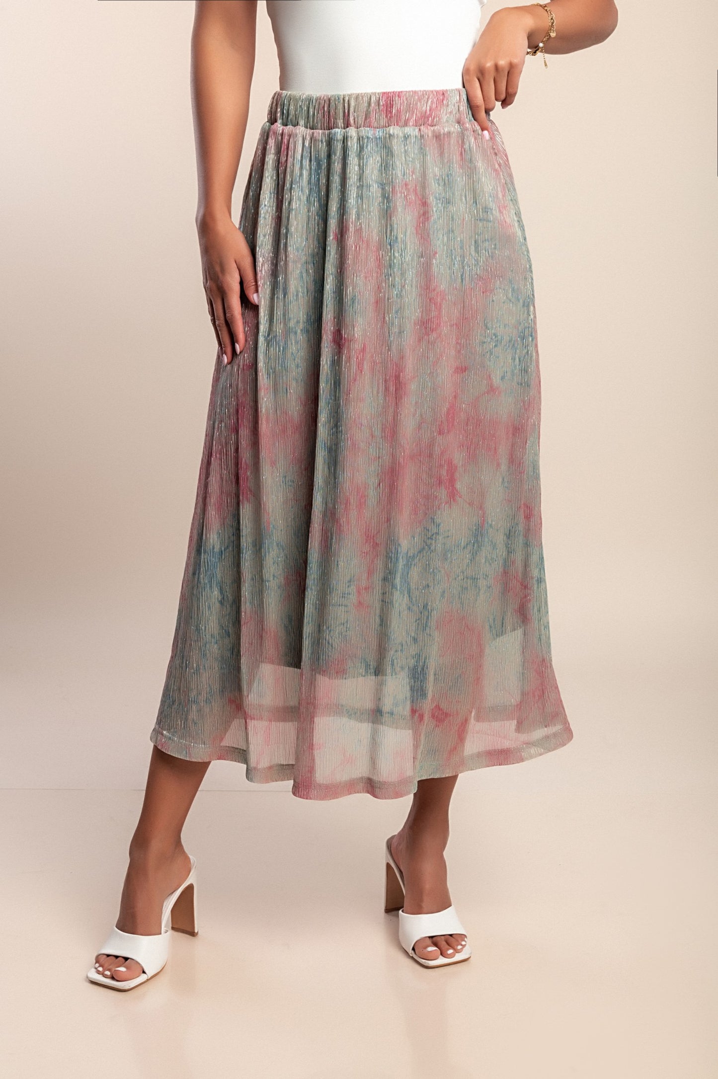 Gonna con elastico in vita, multicolore