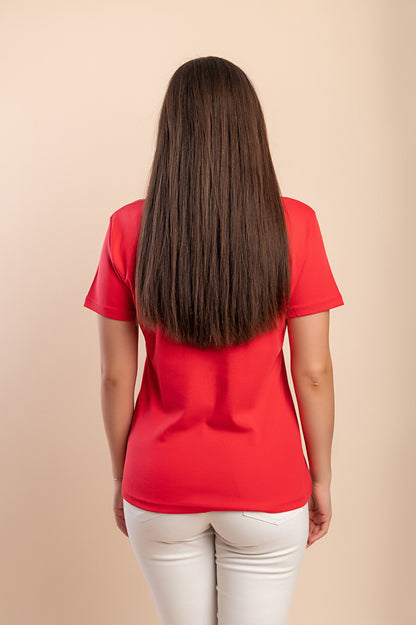 T-shirt in cotone con stampa, turchese