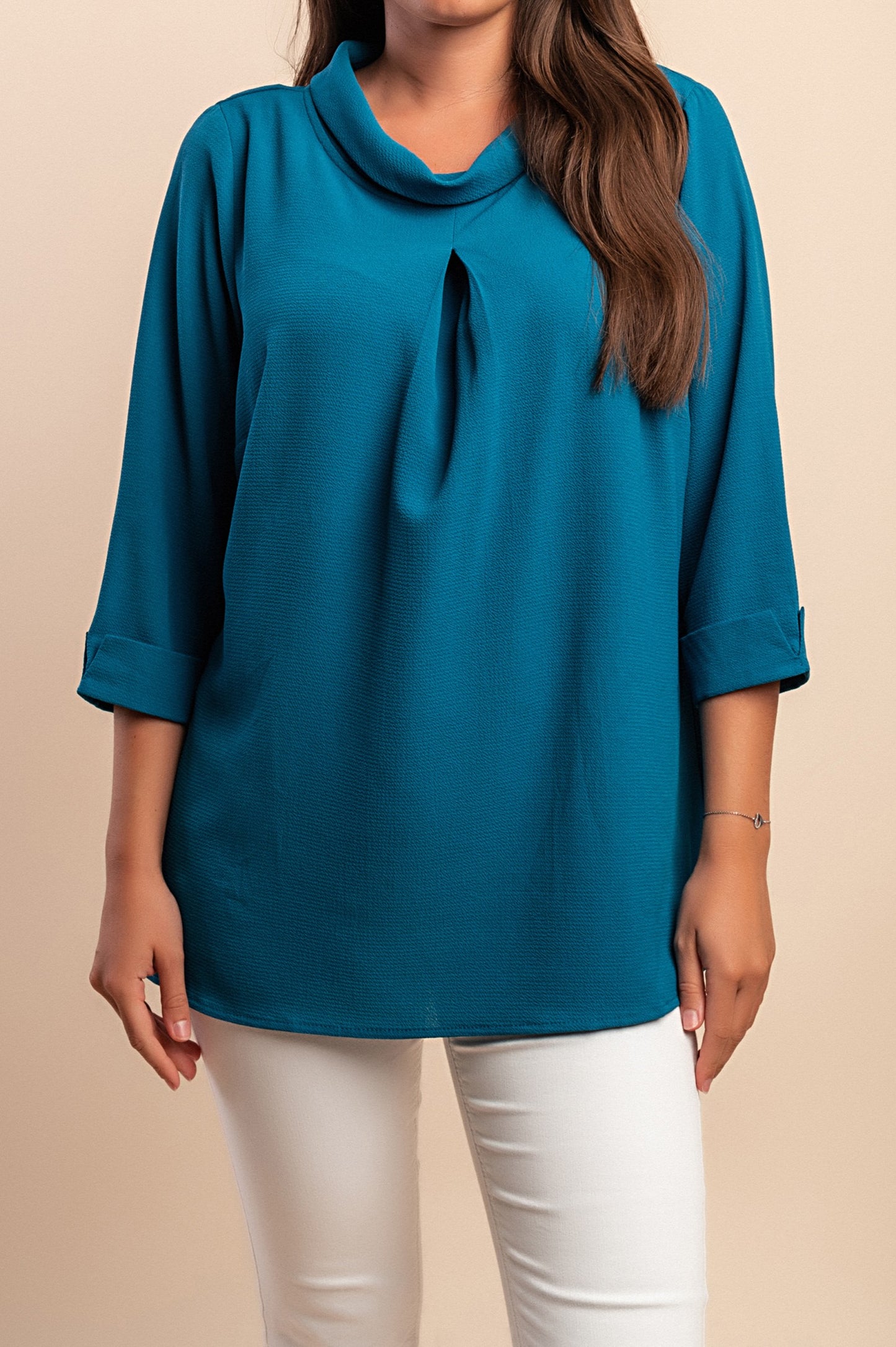 Blusa con maniche 3/4, petrolio