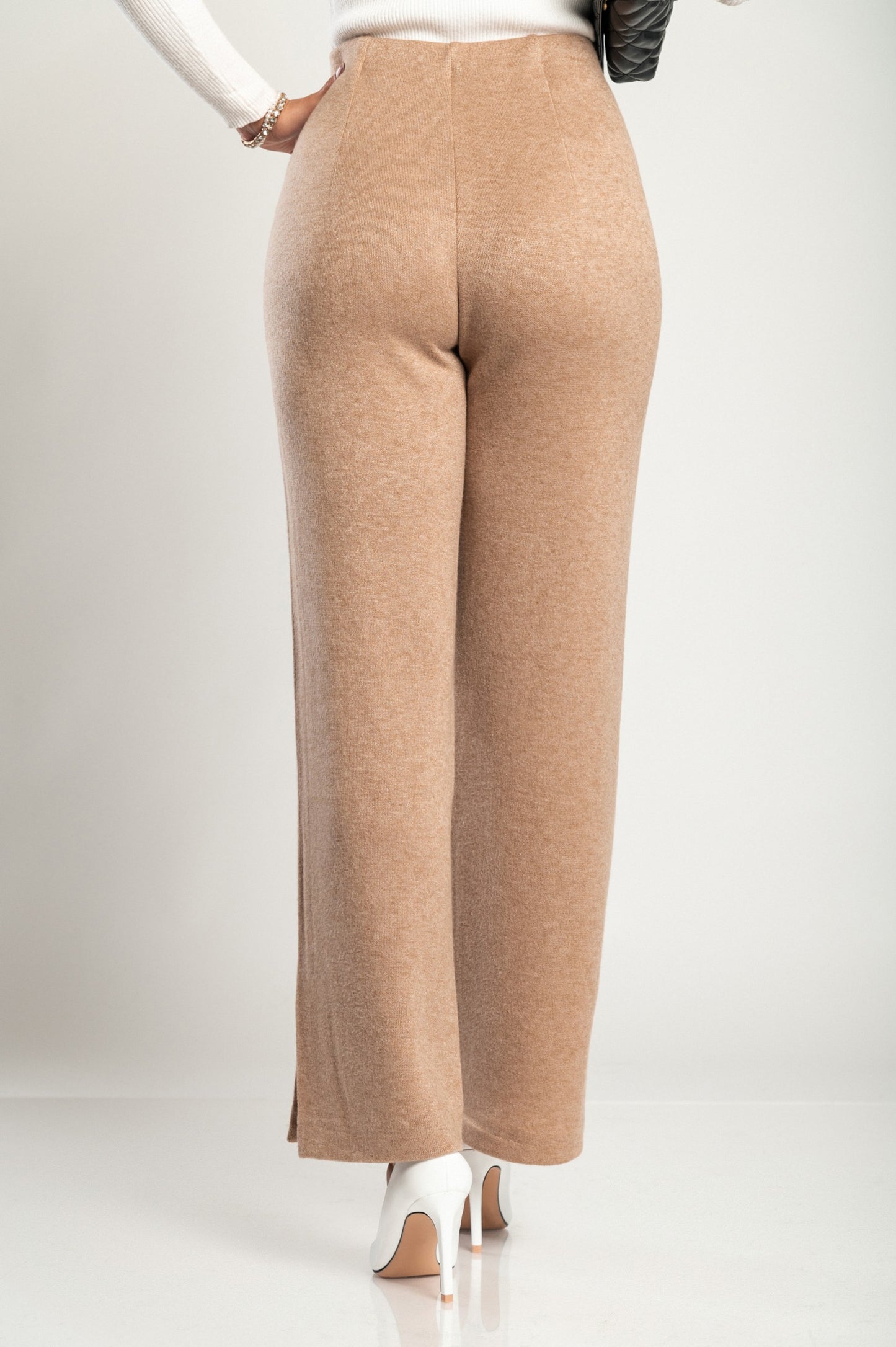 Pantalone lungo elegante, cammello