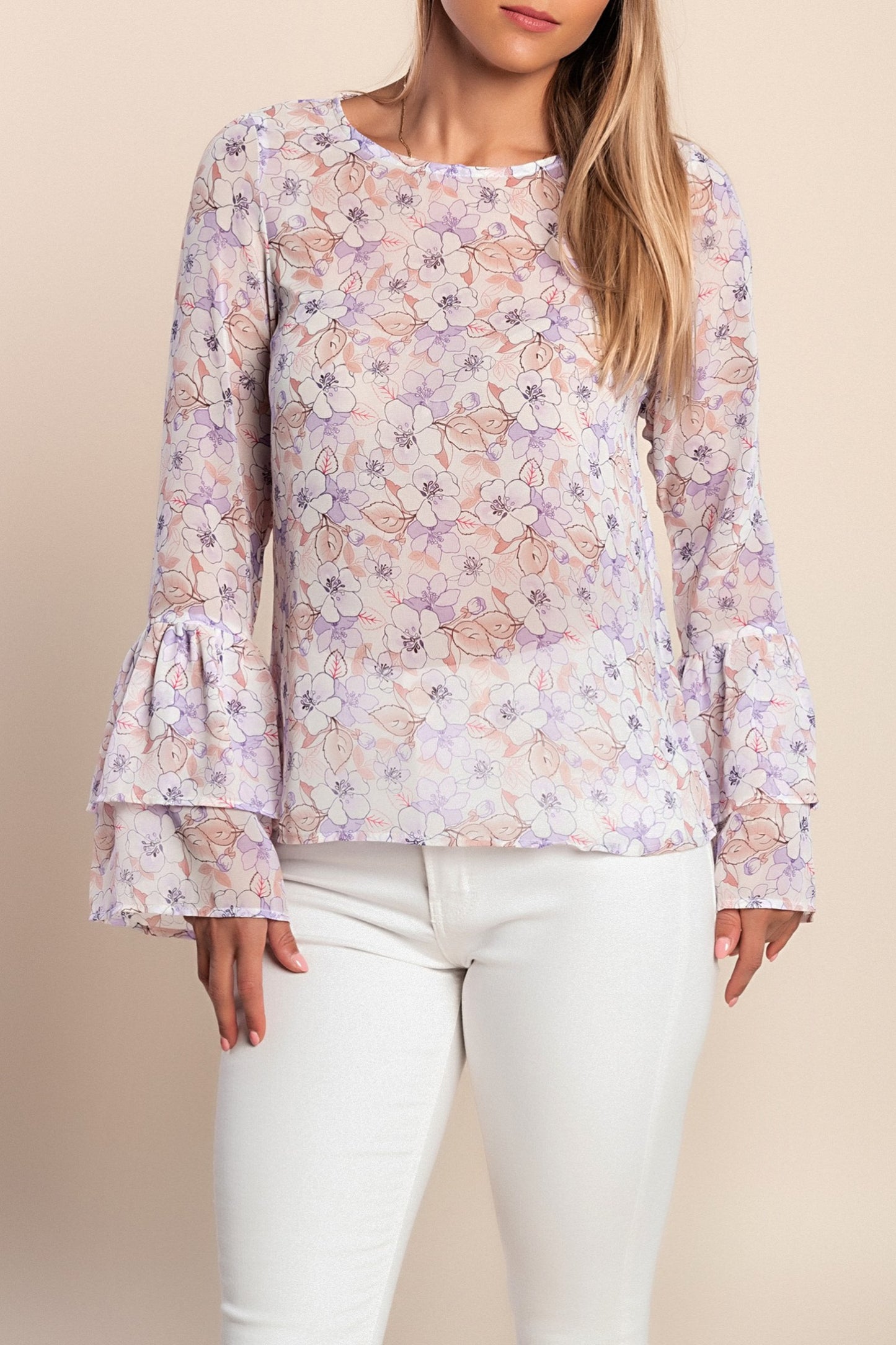 Camicetta con stampa floreale, lilla