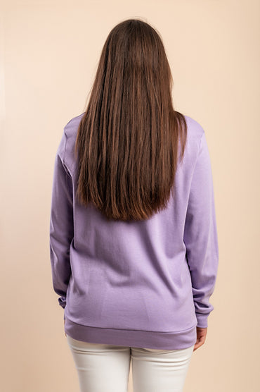 Felpa con zip in cotone, lilla
