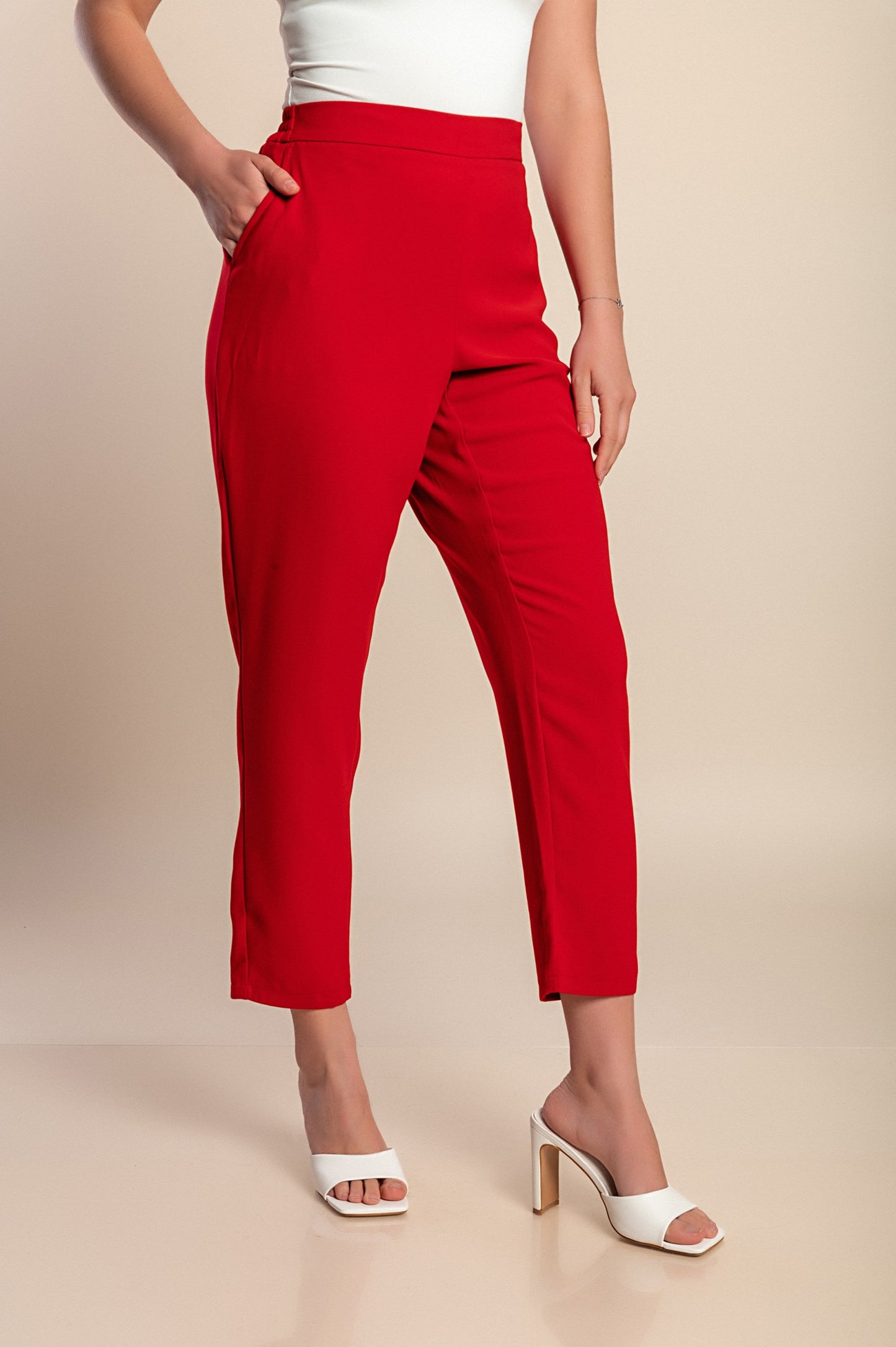 Pantaloni taglie forti 7/8, rossi