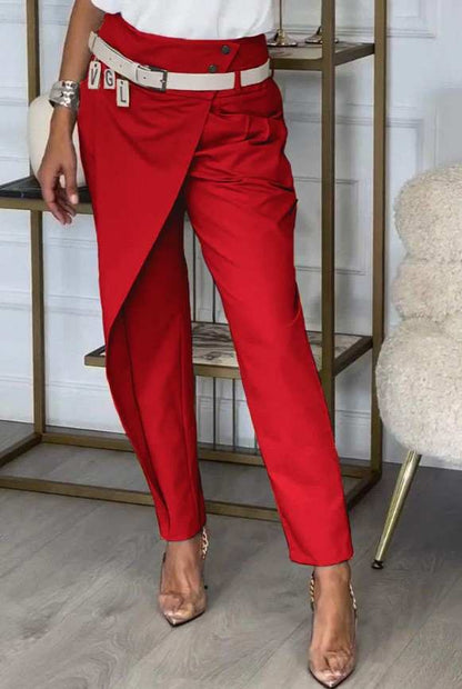 Pantaloni eleganti con volant, neri