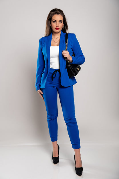Completo di pantaloni e blazer elegante senza lettere Estrena, nero-nero