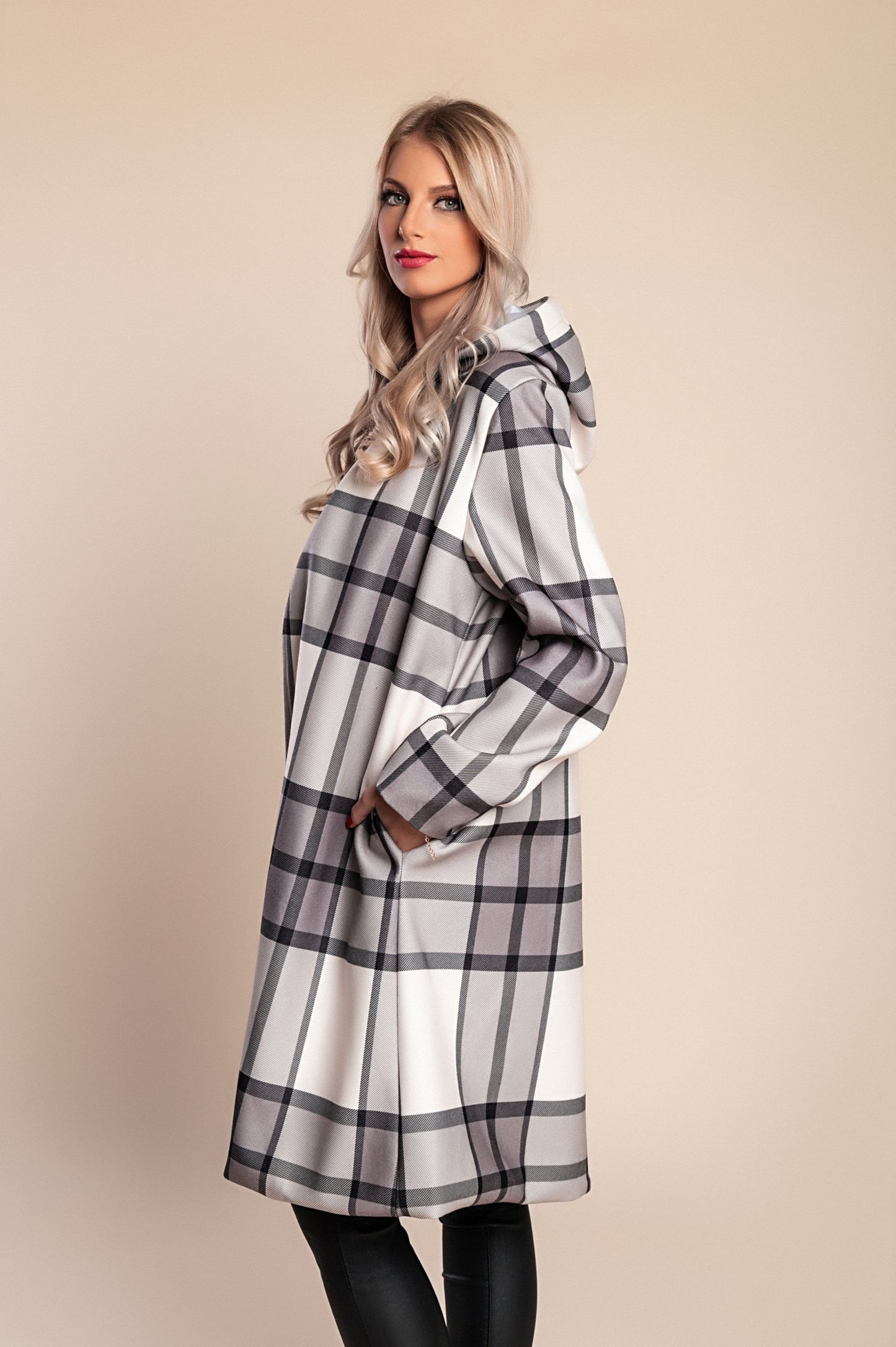 Cappotto a quadri, marrone