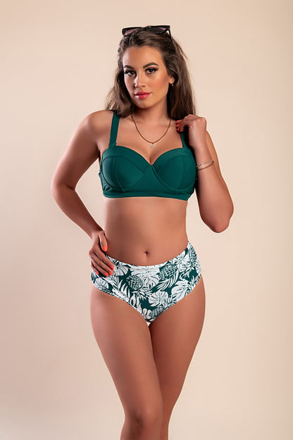 Costume due pezzi con stampa, verde scuro