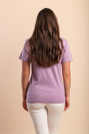 T-shirt in cotone con colletto, viola