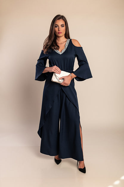 Elegante tuta con paillettes, nera