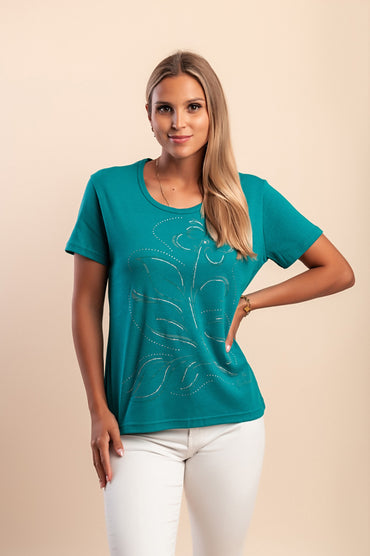 T-shirt in cotone con stampa, verde