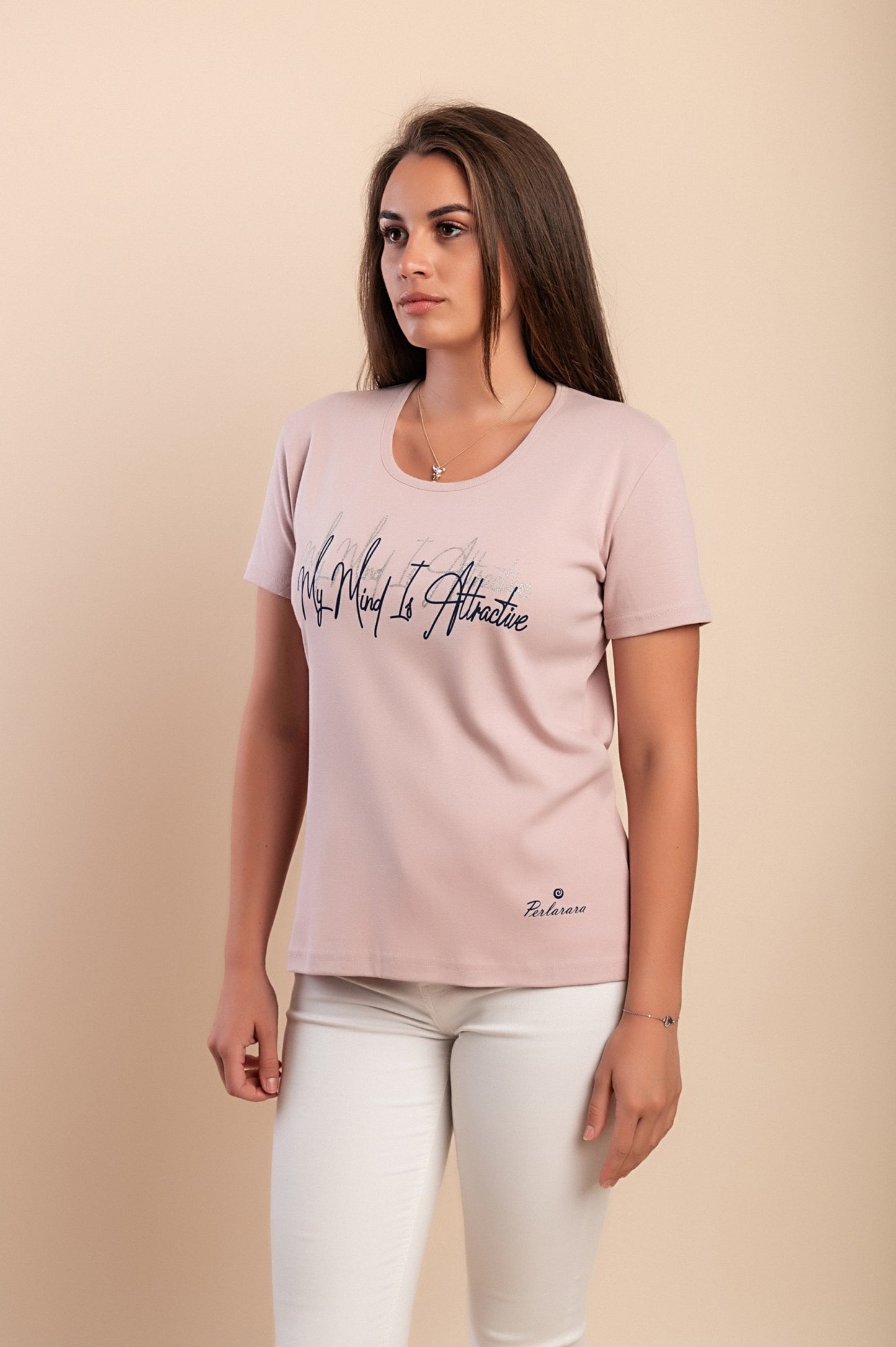 T-shirt in cotone con stampa, azzurra