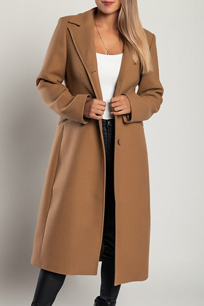 Cappotto lungo elegante, color cammello