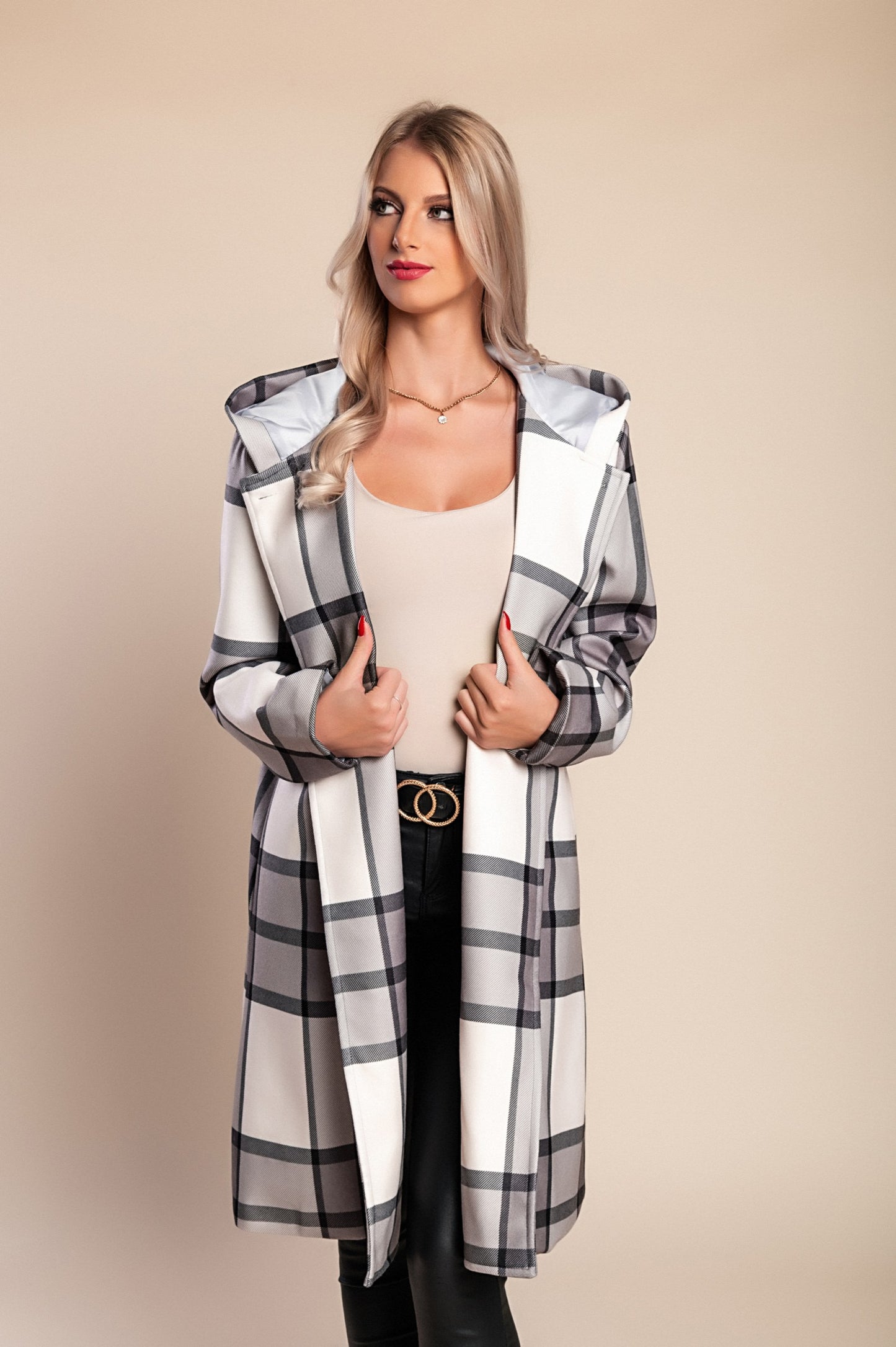 Cappotto a quadri, marrone