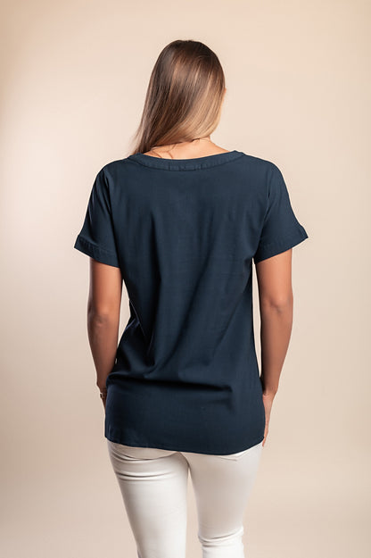 Camicetta a maniche corte, blu scuro