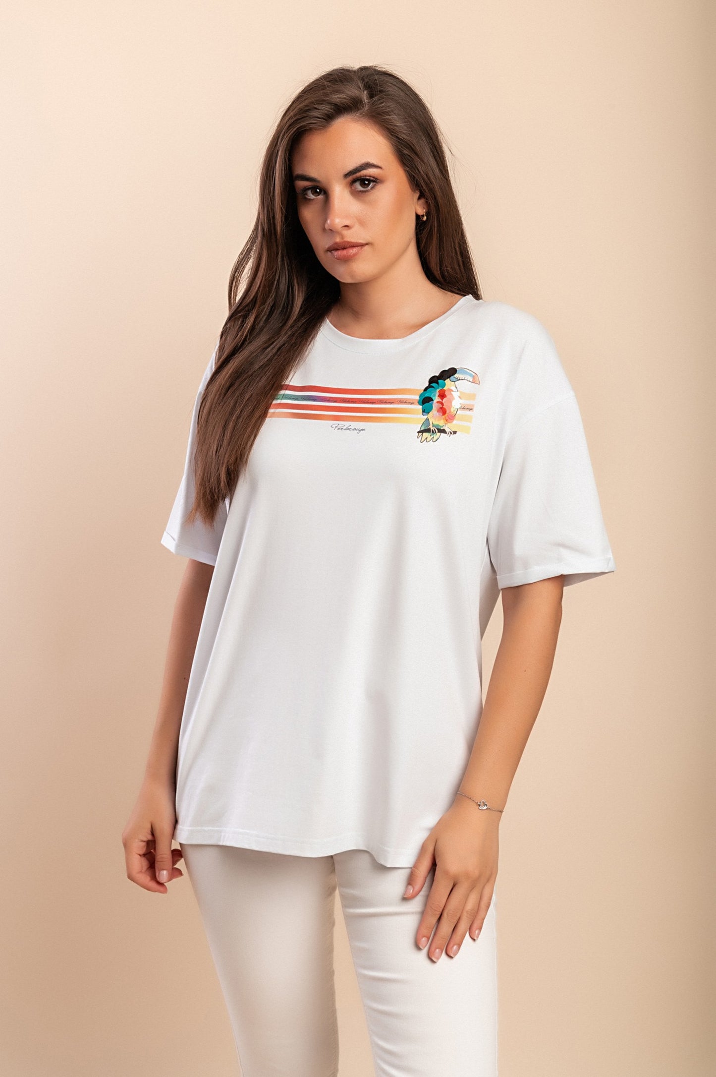 T-shirt in cotone con stampa, bianca