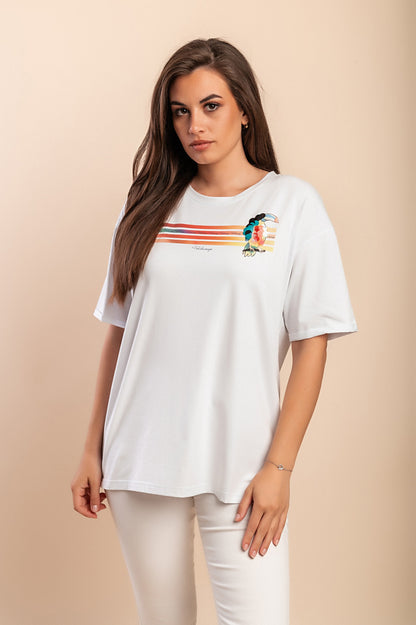 T-shirt in cotone con stampa, bianca
